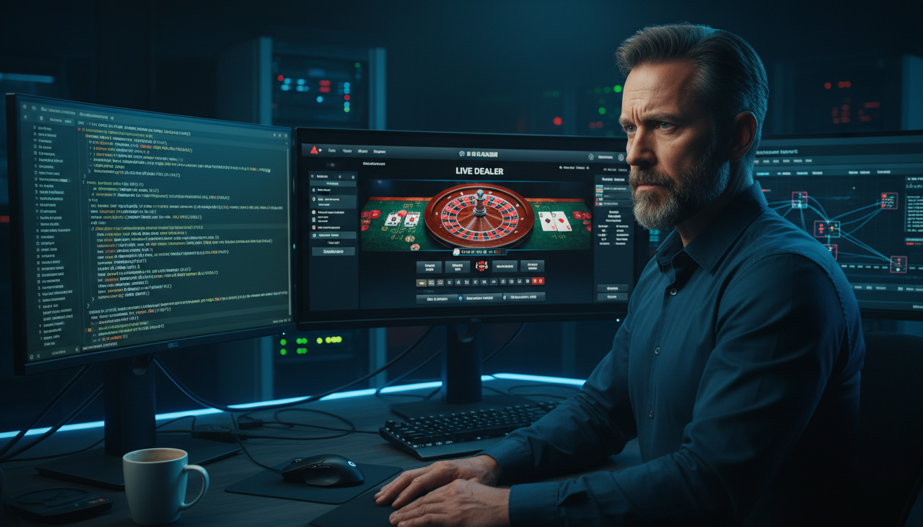 Ekspert analizujący kod źródłowy gry kasynowej