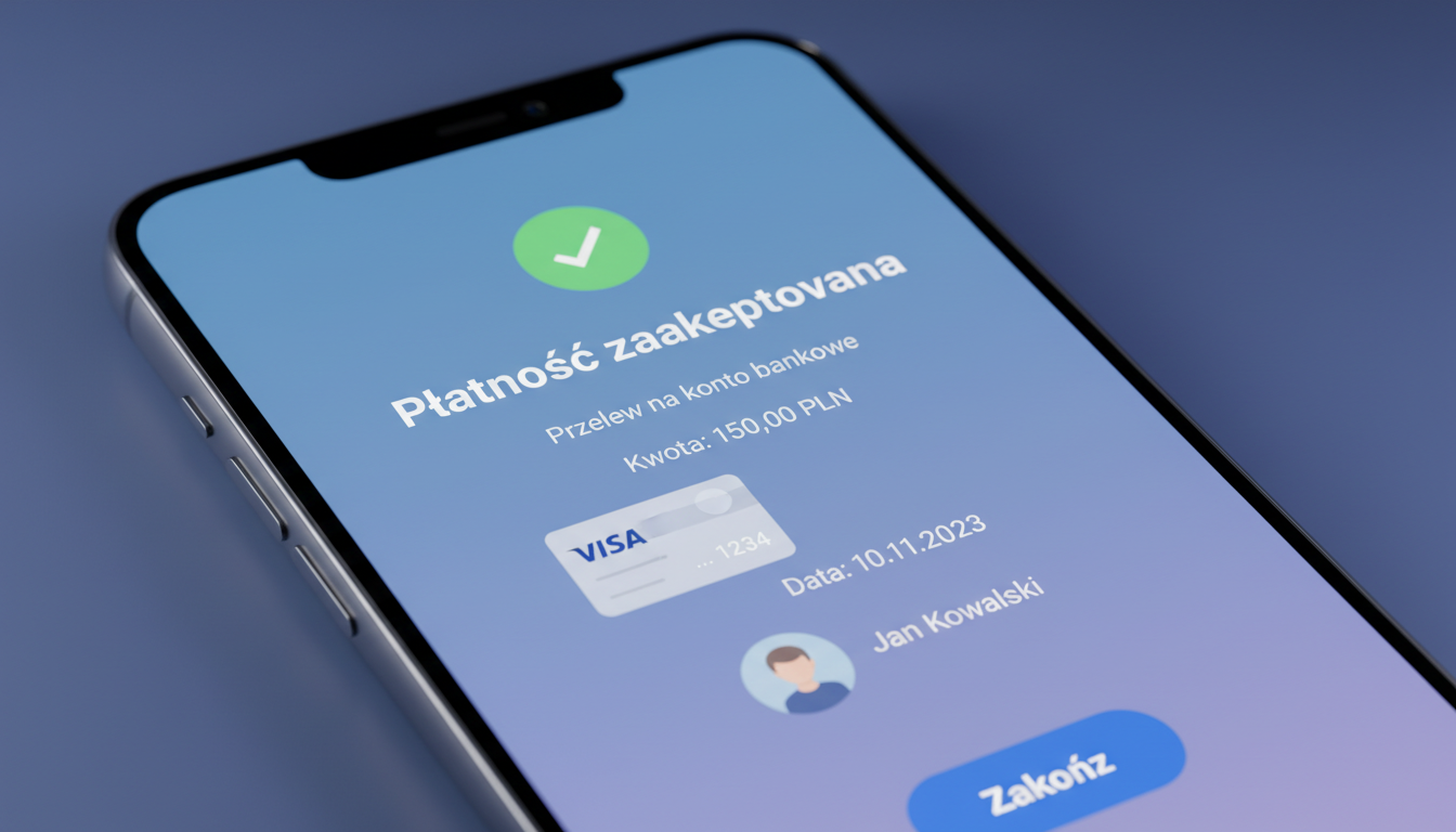 Zbliżenie na ekran smartfona z potwierdzeniem płatności mobilnej w kasynie